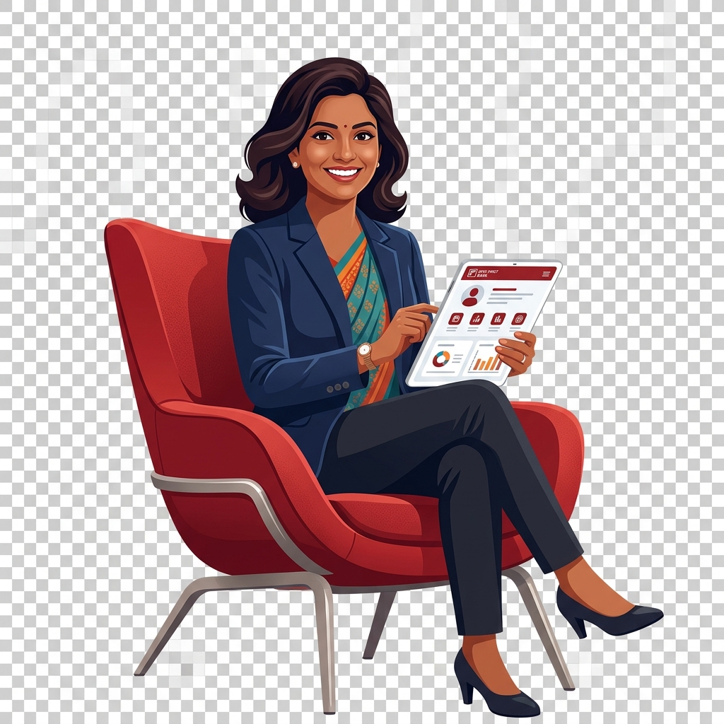 Customer Sitting in Chair Graphic